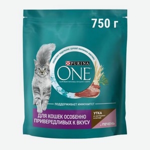 Сухой корм для кошек с уткой и печенью Purina ONE 750г 750 г