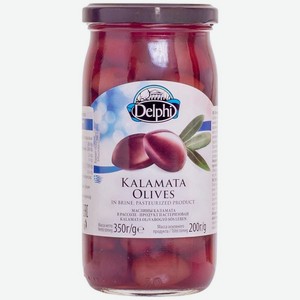 Маслины Delphi Каламата с косточкой в рассоле, 350г, 370 мл