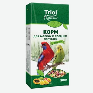 Корм Triol для мелких и средних попугаев с фруктами 500г, 500 г