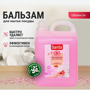 Средство для мытья посуды Sanita Миндаль и японская сакура 5000 мл 1 шт.