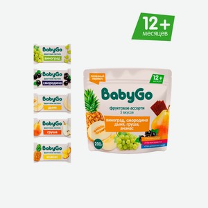 Фруктовые кусочки BabyGo Виноград-смородина-дыня-груша-ананас с 12 мес 200 г
