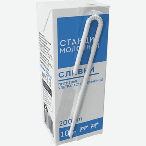 Сливки Станция Молочная питьевые 10% БЗМЖ 200мл