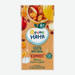 Компот ФрутоНяня из яблок изюма и кураги 200мл 200 г