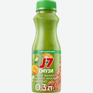 Продукт питьевой J7 Смузи Киви-ананас-манго-яблоко-банан с ржаными хлопьями, 300мл