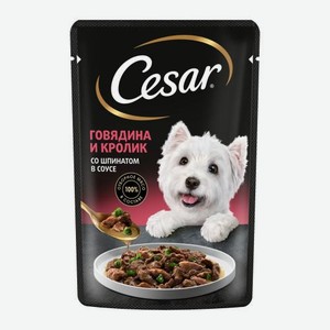 Влажный корм для собак говядина-кролик-шпинат в соусе Cesar 85г 85 г