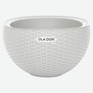Кашпо OLA DOM Rattan Белый, d 34 см