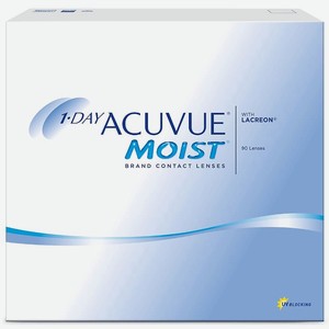 ACUVUE Однодневные контактные линзы 1-DAY ACUVUE MOIST with LACREON 90 шт., 14,2 / 8.5 / -2.75