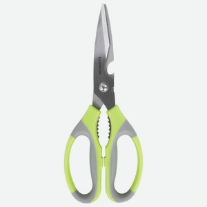 Ножницы кухонные DASWERK, 210 мм, с орехоколом, открывашкой, зазубренным лезвием, 608903