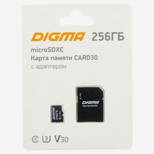 Карта памяти MicroSD DIGMA 256GB U3 с адаптером