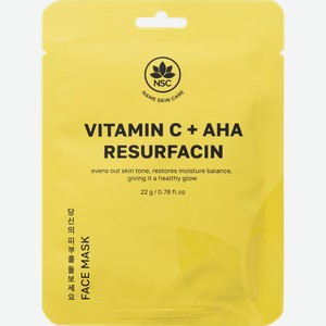 Маска тканевая NAME SKIN CARE Обновление кожи с витамином C и AHA-кислотами, 22г
