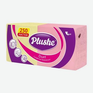 Салфетки бумажные Plushe Duet 1 слой 250шт в ассортименте 219 г