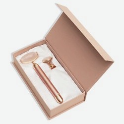 Кварцевый роллер для лица с вибрацией, розовый Vibrating Quartz Roller for Facial Massage Pink