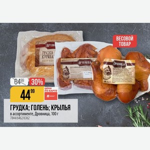 ГРУДКА; ГОЛЕНЬ; КРЫЛЬЯ в ассортименте, Дровница, 100 г