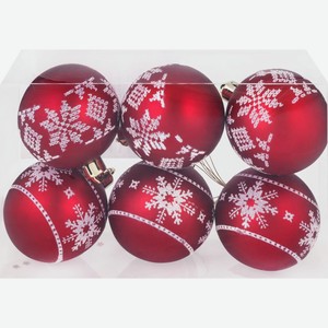 Набор шаров HOMECLUB 6см цв.красный/белый с орнаментом EG01-PE10-6006B05K5117, Китай, 6 шт