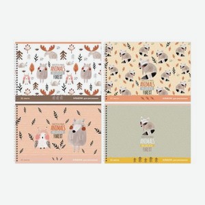 Альбом для рисования Рельеф-центр А4 BG Animals forest на гребне 32л в ассортименте 230 г