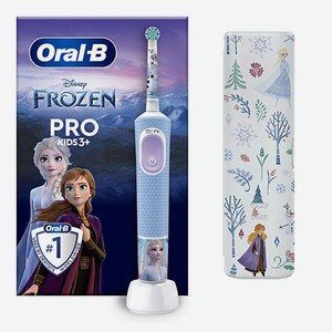 ORAL-B Детская электрическая зубная щетка Vitality Pro Kids Frozen + Дорожный футляр, Голубой
