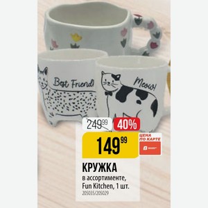 КРУЖКА в ассортименте, Fun Kitchen, 1 шт.