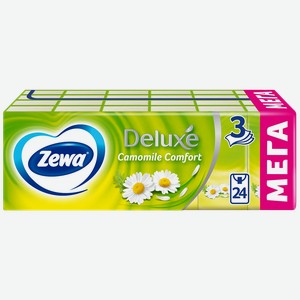 Платочки бумажные носовые Zewa Deluxe Ромашка 3 слоя 1х10шт