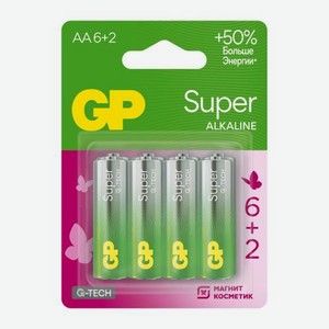 Батарейки алкалиновые АА GP Super 6+2шт 200 г