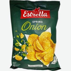 Чипсы Estrella со вкусом зеленого лука рифленые, 130г, 130 г