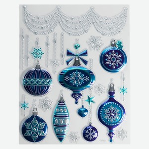 Наклейка на окно Santa s World Игрушки синие 30*38см артNY01818