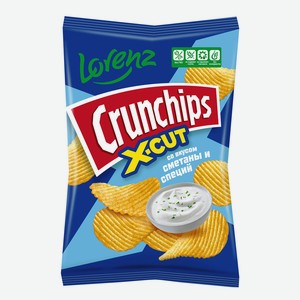 Чипсы картофельные рифленые Crunchips. X-Cut со вкусом смета