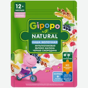 Каша GIPOPO молочная мультизлаковая яблоко/малина/черная смо