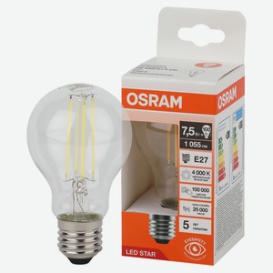 Лампа Osram LED STAR груша 7,5W E27 нейтральный белый свет, 1 шт