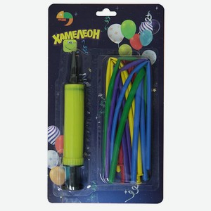 Воздушные шары  Хамелеон  с насосом, 10 шт