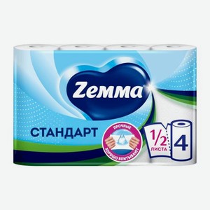 Бумажные полотенца Zemma белые 4 рулона 2 слоя 485 г