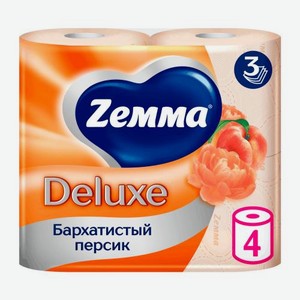 Туалетная бумага Персиковая Deluxe Zemma 4 рулона 3 слоя 378 г