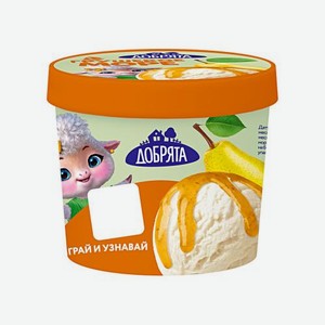 Мороженое ванильное с наполнителем груша Добрята 8% 140г 140 г