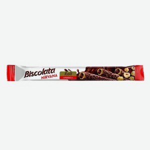ВАФЕЛЬНАЯ ТРУБОЧКА BISCOLATA ROLL С ОРЕХОВОЙ НАЧИНКОЙ И ФУНДУКОМ Турция, 28 г