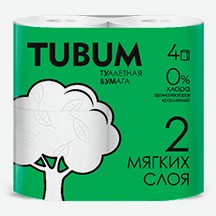 Туалетная Бумага Тубум, 2 Слоя, 4 Рулона