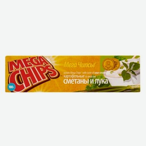 Чипсы картофельные Mega Chips в пластинах сметана и лук, 100 г