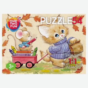 Пазл для детей ONE TWO FUN Пушистики, 54 элемента в ассортименте