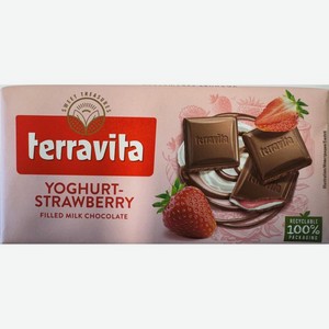 Шоколад Terravita с йогуртово-клубничной начинкой молочный, 100г, 100 г
