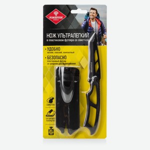 Нож ультралегкий FORESTER MOBILE с титановым покрытием в пластиковом футляре со свистком