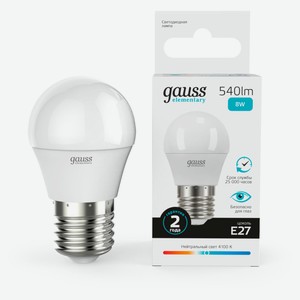 Лампа светодиодная Gauss 8W 4100K Е27 LED дневной белый свет, 1 шт
