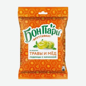 Леденцы с начинкой Бон Пари Фруттифан со вкусом Травы и Мёд 65 г