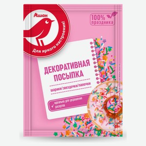 Посыпка декоративная АШАН Красная птица разноцветная, 10 г