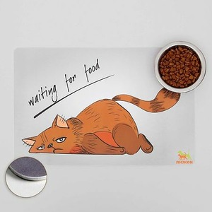 ПИЖОН Коврик под миску Waiting for food, с нескользящим основанием