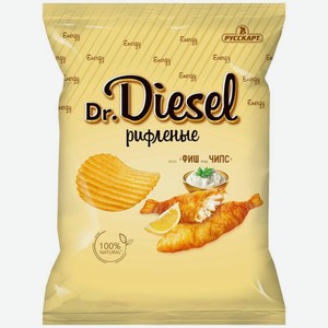 Чипсы Dr. Diesel со вкусом Фиш энд Чипс рифленые из натурального картофеля, 120г, 120 г