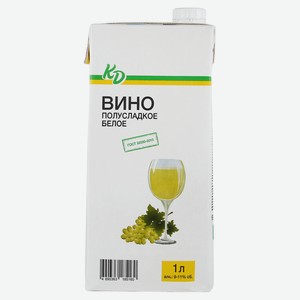 Вино «Каждый день» белое полусладкое Россия, 1 л