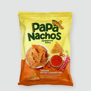 Чипсы кукурузные «PAPA NACHOS» со вкусом Тайский кисло-сладкий соус чили, 75 г