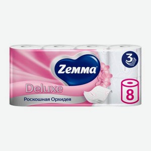 Туалетная бумага Орхидея Deluxe Zemma 8 рулонов 3 слоя 698 г