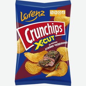 Чипсы Crunchips X-Cut со вкусом стейка чурраско картофельные рифленые, 130г