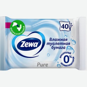 Бумага туалетная влажная ZEWA Pure без аромата, Россия, 40 шт
