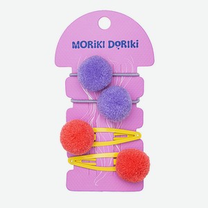 MORIKI DORIKI Набор аксессуаров для волос с помпонами  Коралловое настроение , 4 шт.