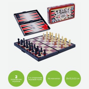 Игра настольная 1TOY 3 в 1 шашки, шахматы, нарды